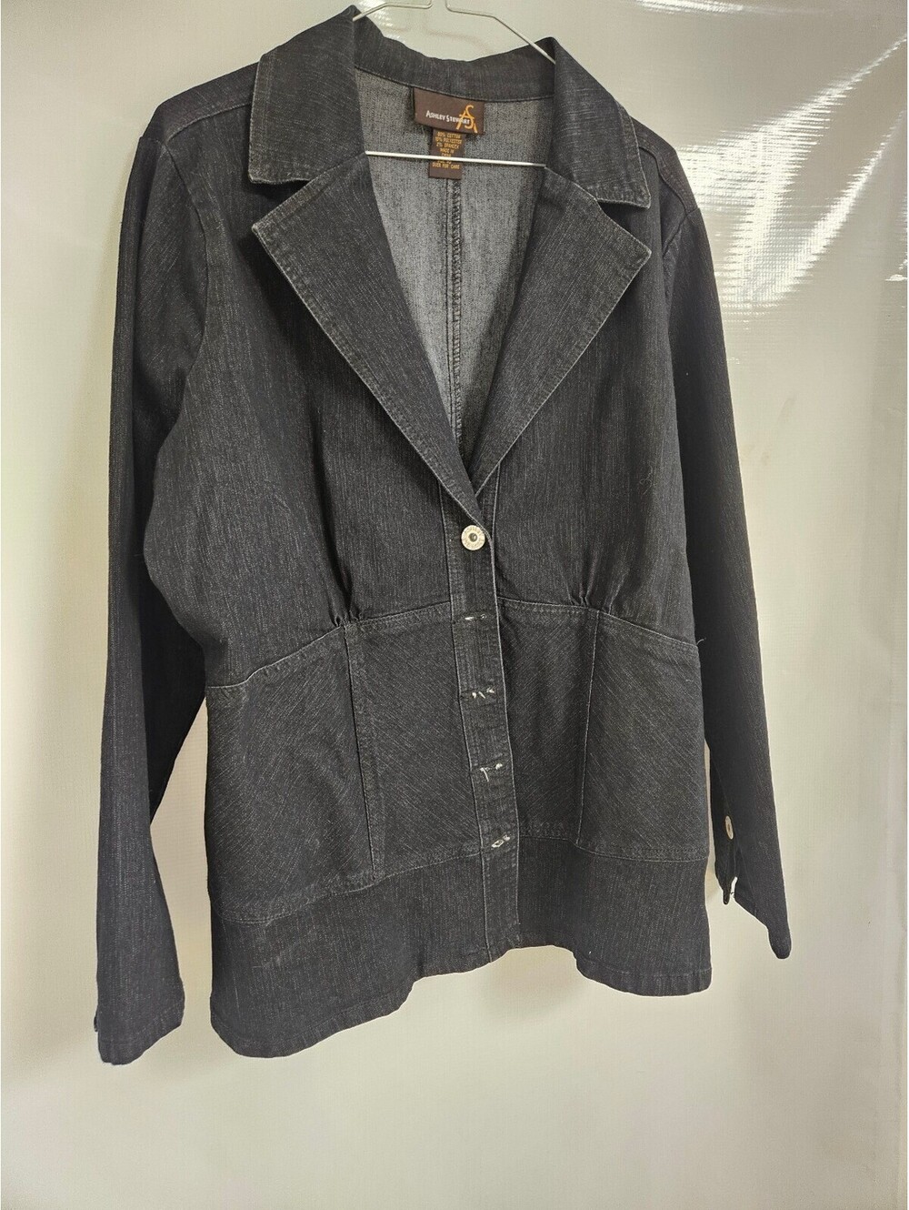 Ashley Stewart Women's Black Denim Blazer Jacket Size 16